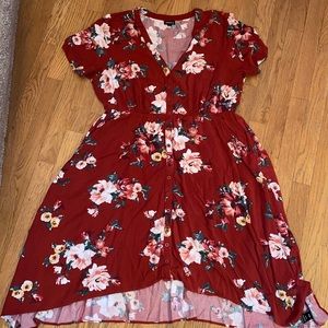 Torrid Red floral Dress w/vertical buttons.Size 2.
